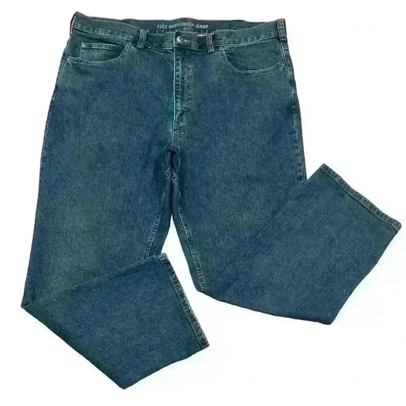 DULUTH TRADING Flex Weekender Jeans 40 x 30 Dark  Zip Fly Relaxed Fit Denim Dad - Picture 1 of 16